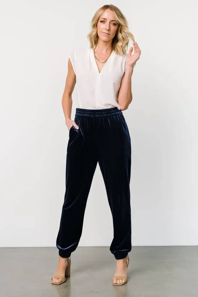 Baltic Born Pants Women Archie Velvet Jogger Pants Peacock