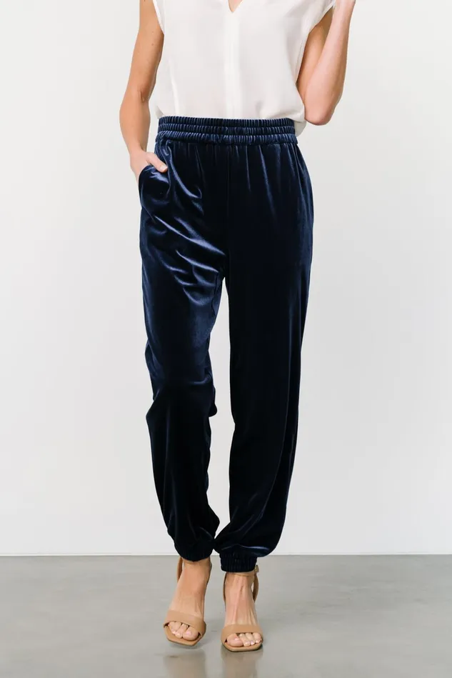 Baltic Born Pants Women Archie Velvet Jogger Pants Peacock