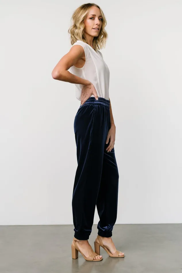 Baltic Born Pants Women Archie Velvet Jogger Pants Peacock