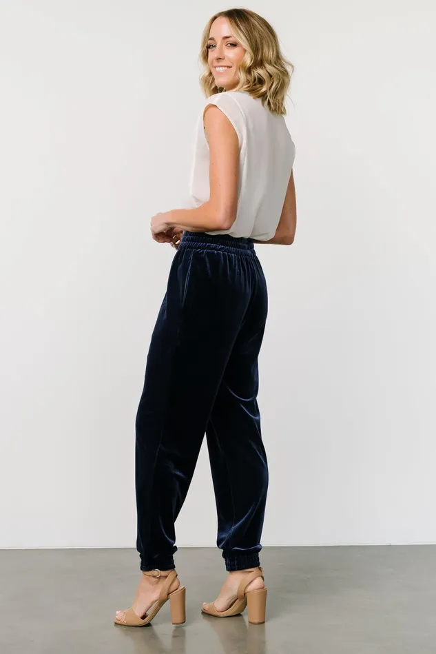 Baltic Born Pants Women Archie Velvet Jogger Pants Peacock