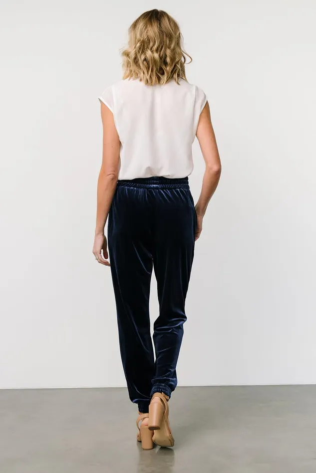 Baltic Born Pants Women Archie Velvet Jogger Pants Peacock