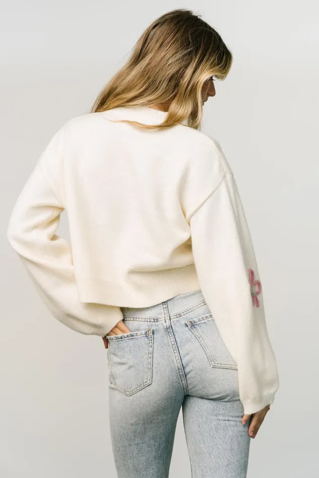 Baltic Born Sweaters Women Annie Flower Knit Sweater Cream