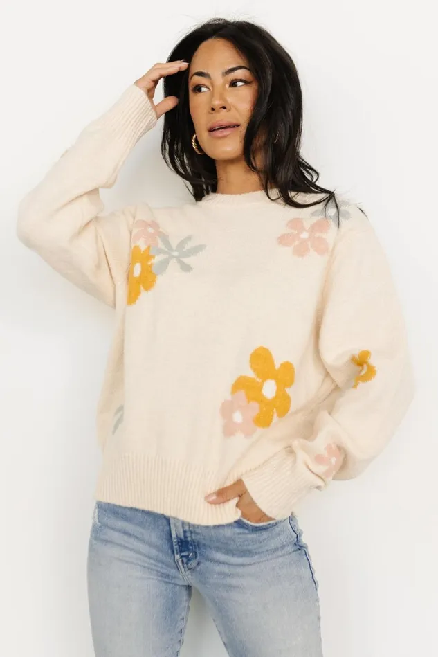 Baltic Born Sweaters Women Roxy Sweater Cream Flower