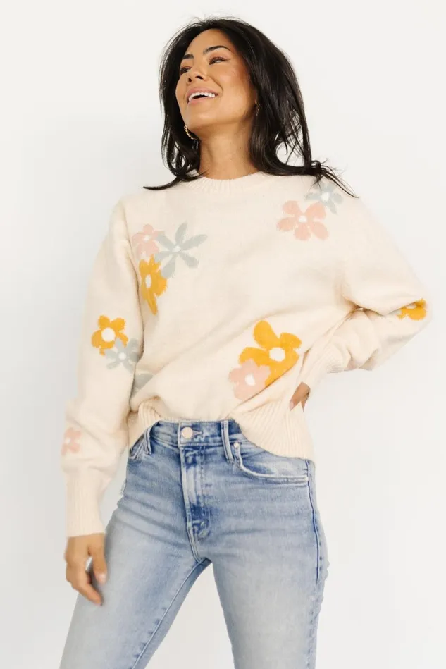 Baltic Born Sweaters Women Roxy Sweater Cream Flower Baltic Born Sweaters Women Roxy Sweater Cream Flower