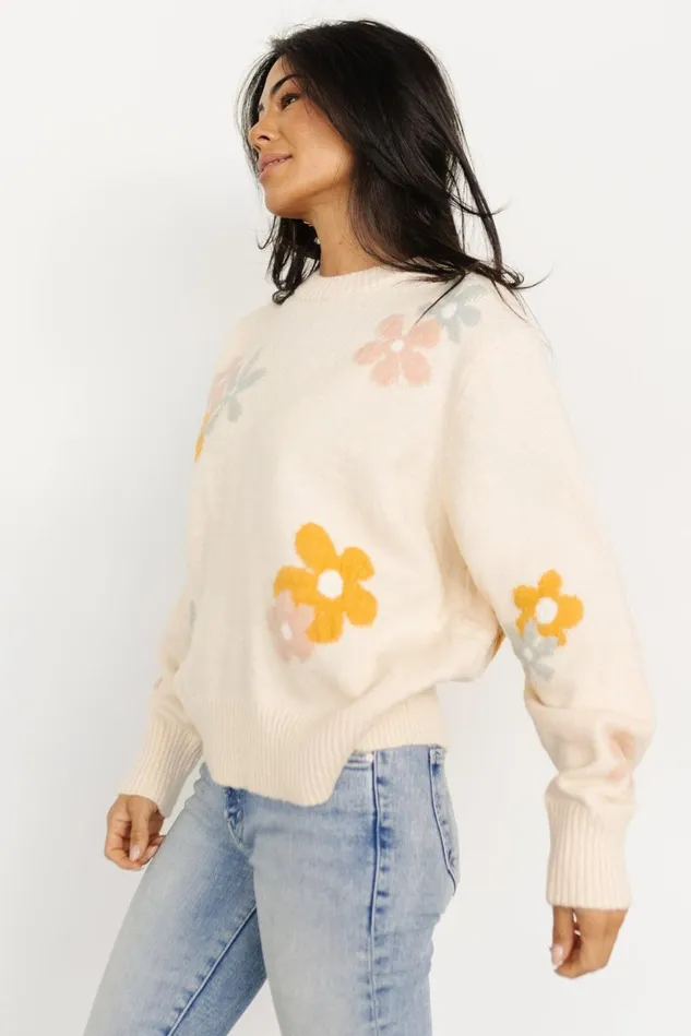 Baltic Born Sweaters Women Roxy Sweater Cream Flower Baltic Born Sweaters Women Roxy Sweater Cream Flower