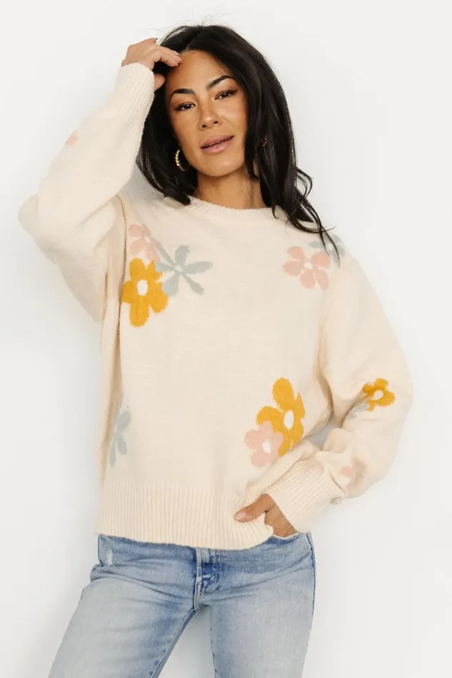 Baltic Born Sweaters Women Roxy Sweater Cream Flower Baltic Born Sweaters Women Roxy Sweater Cream Flower