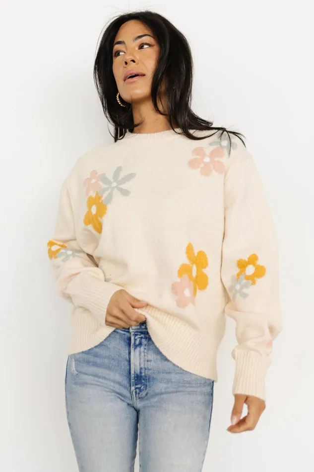 Baltic Born Sweaters Women Roxy Sweater Cream Flower Baltic Born Sweaters Women Roxy Sweater Cream Flower