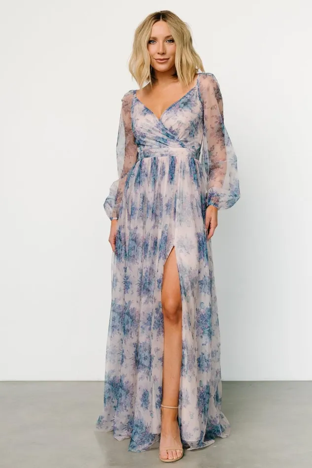 Baltic Born Tulle Styles Women Desiree Tulle Maxi Dress Natural Slate Floral