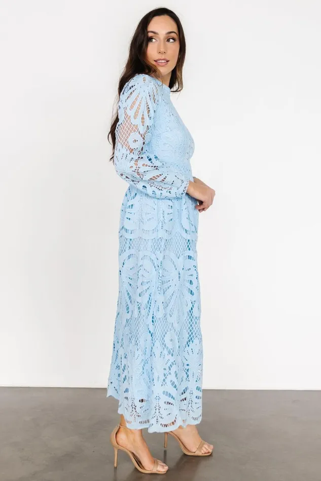 Baltic Born Wedding Guest Women Eldora Lace Midi Dress Light Blue Baltic Born Wedding Guest Women Eldora Lace Midi Dress Light Blue