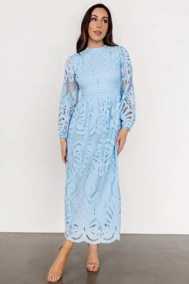 Baltic Born Wedding Guest Women Eldora Lace Midi Dress Light Blue Baltic Born Wedding Guest Women Eldora Lace Midi Dress Light Blue