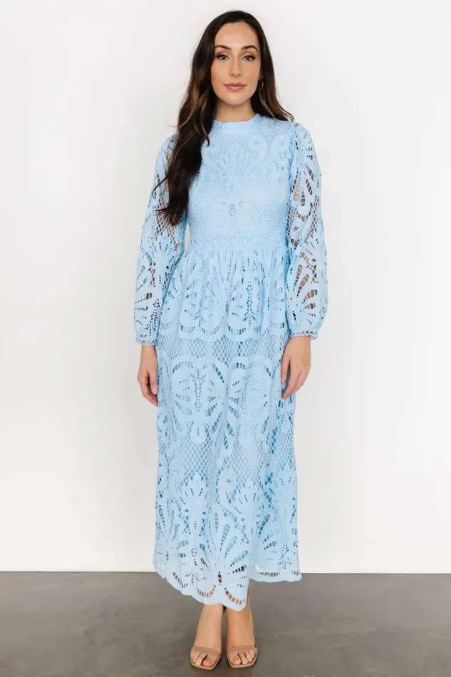 Baltic Born Wedding Guest Women Eldora Lace Midi Dress Light Blue Baltic Born Wedding Guest Women Eldora Lace Midi Dress Light Blue