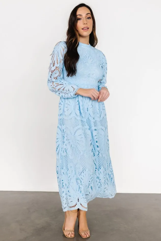 Baltic Born Wedding Guest Women Eldora Lace Midi Dress Light Blue Baltic Born Wedding Guest Women Eldora Lace Midi Dress Light Blue