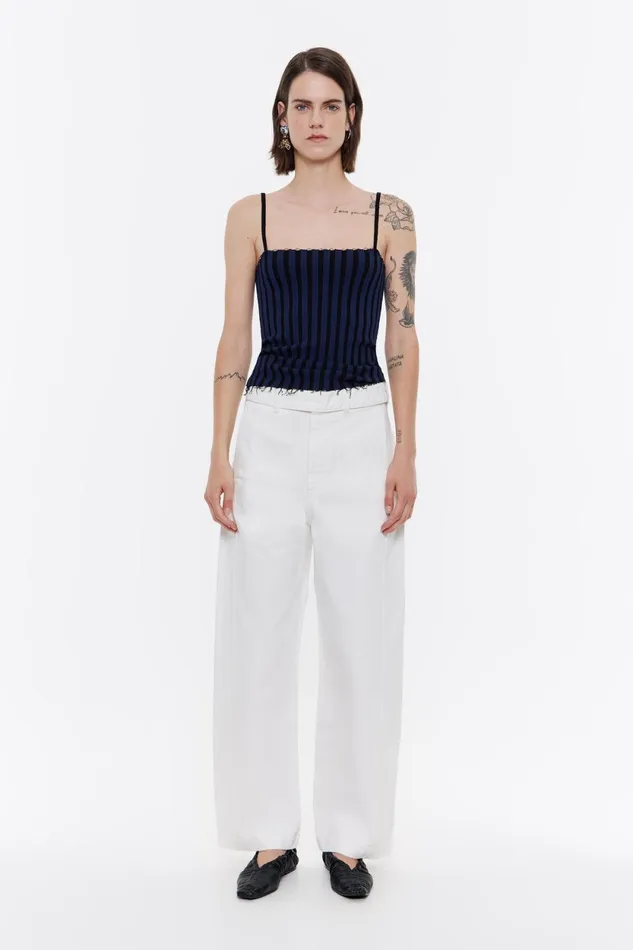 BARREL 8211 White Belted Jeans White Women Bimba Y Lola Trousers BARREL 8211 White Belted Jeans White Women Bimba Y Lola Trousers