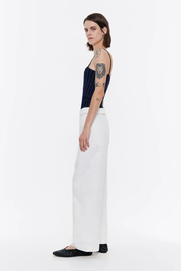 BARREL 8211 White Belted Jeans White Women Bimba Y Lola Trousers BARREL 8211 White Belted Jeans White Women Bimba Y Lola Trousers