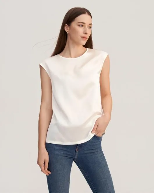 Basic Casual Sleeveless Silk Tee With OEKO Certification Women Lilysilk Tops