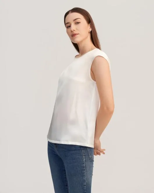 Basic Casual Sleeveless Silk Tee With OEKO Certification Women Lilysilk Tops
