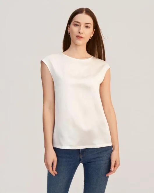 Basic Casual Sleeveless Silk Tee With OEKO Certification Women Lilysilk Tops