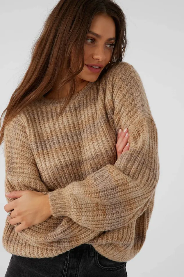 BAYOU OMBRE STRIPE SLOUCHY SWEATER Tobacc Brw Women O039NEILL Clothing