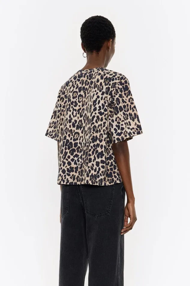 Beige Cotton Leopard Tshirt Leopard Beige Women Bimba Y Lola TShirts Beige Cotton Leopard Tshirt Leopard Beige Women Bimba Y Lola TShirts