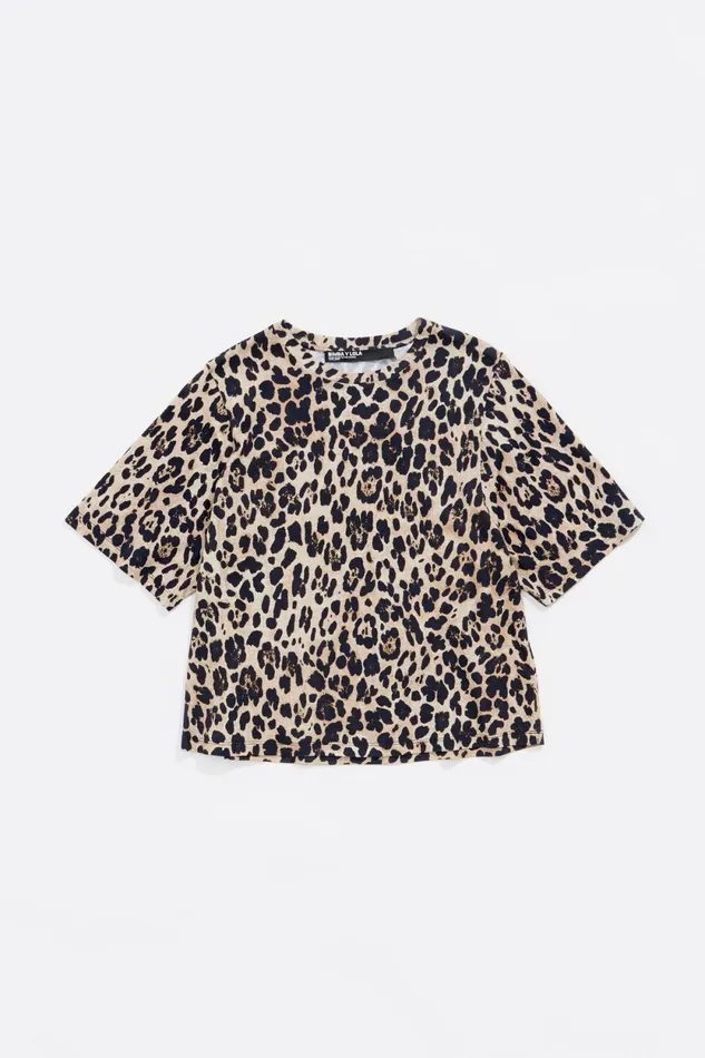 Beige Cotton Leopard Tshirt Leopard Beige Women Bimba Y Lola TShirts Beige Cotton Leopard Tshirt Leopard Beige Women Bimba Y Lola TShirts