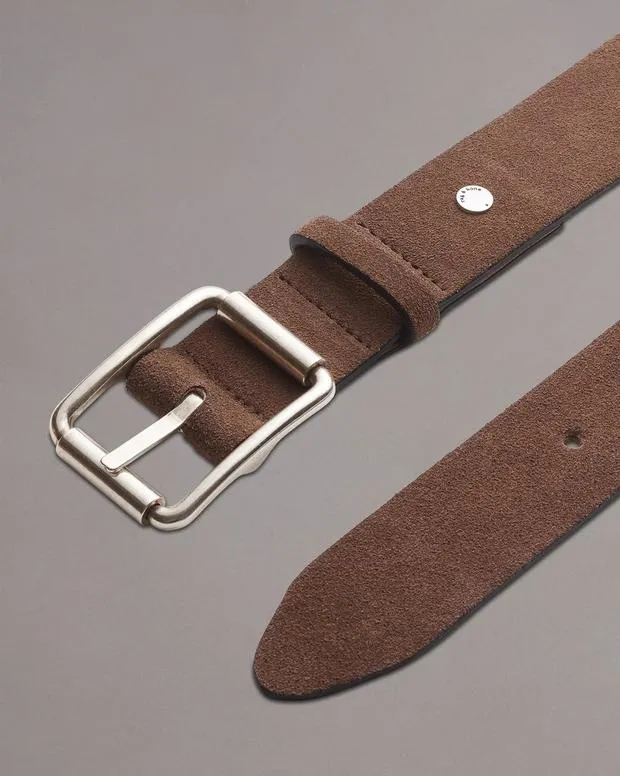Belts Men Rag and Bone Evan Suede Belt Coffee Suede
