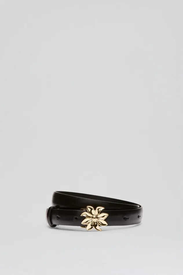 Belts Women Scanlan Theodore FLOWER BUCKLE BELT 2 Nero Belts Women Scanlan Theodore FLOWER BUCKLE BELT 2 Nero