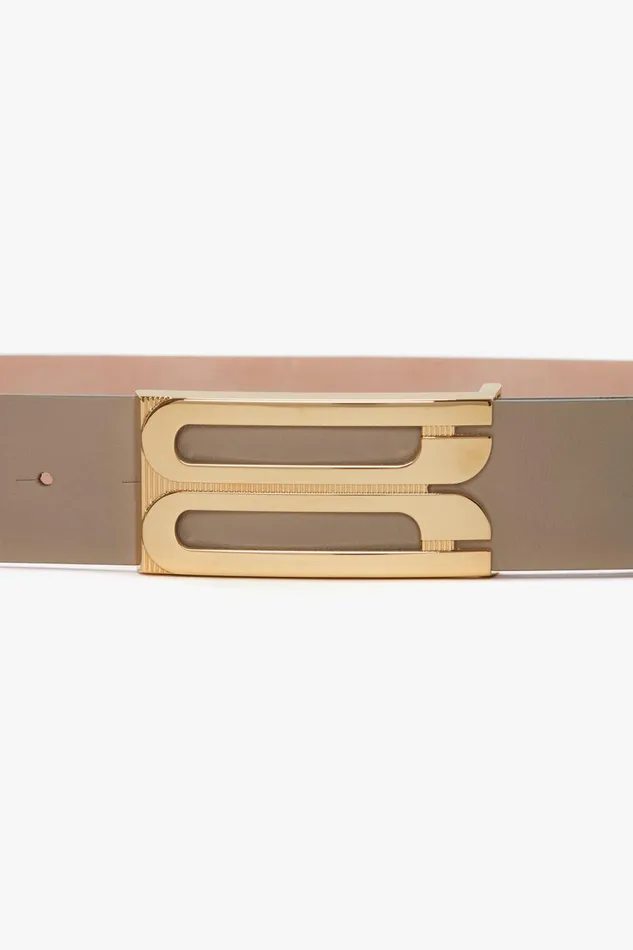 Belts Women Victoria Beckham Exclusive Jumbo Frame Belt In Beige Leather Belts Women Victoria Beckham Exclusive Jumbo Frame Belt In Beige Leather