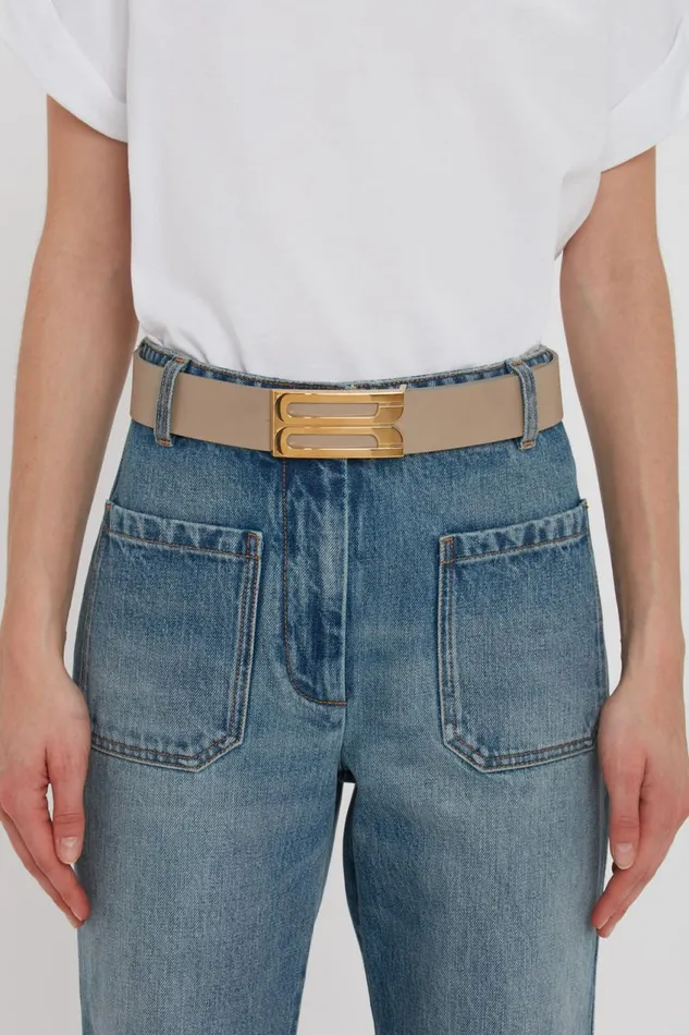 Belts Women Victoria Beckham Exclusive Jumbo Frame Belt In Beige Leather Belts Women Victoria Beckham Exclusive Jumbo Frame Belt In Beige Leather