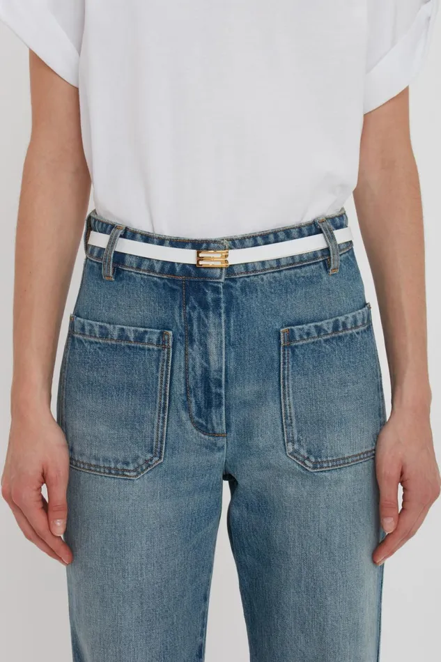 Belts Women Victoria Beckham Exclusive Micro Frame Belt In White Leather