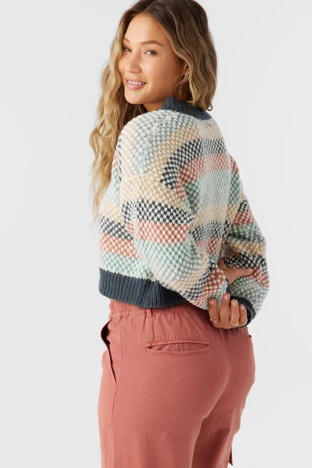 BILLIE CROPPED STRIPE SWEATER Slate Women O039NEILL Clothing