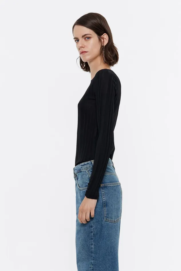 Black Fitted Sweater Black Women Bimba Y Lola Knitwear Black Fitted Sweater Black Women Bimba Y Lola Knitwear