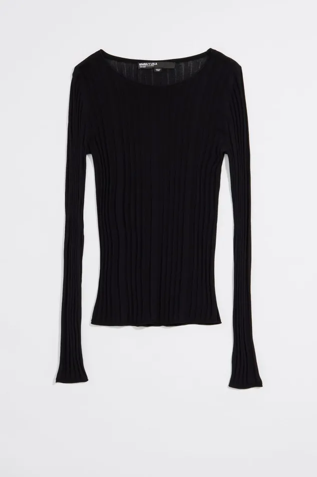 Black Fitted Sweater Black Women Bimba Y Lola Knitwear Black Fitted Sweater Black Women Bimba Y Lola Knitwear