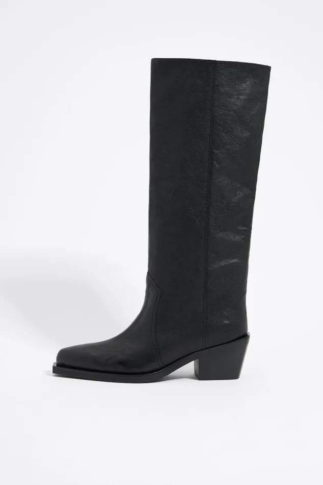 Black Leather Cowboy Boot Black Women Bimba Y Lola Ankle Boots And Boots