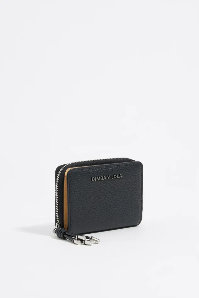 Black Leather Flap Purse Black Women Bimba Y Lola Wallets And Coin Purses