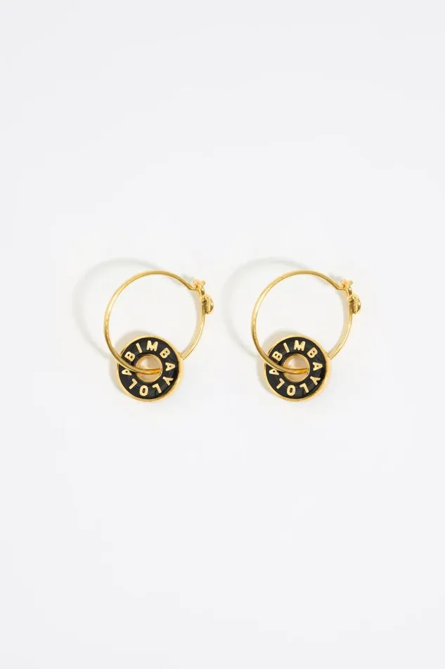 Black Logo Hoop Earrings Black Women Bimba Y Lola Jewelry