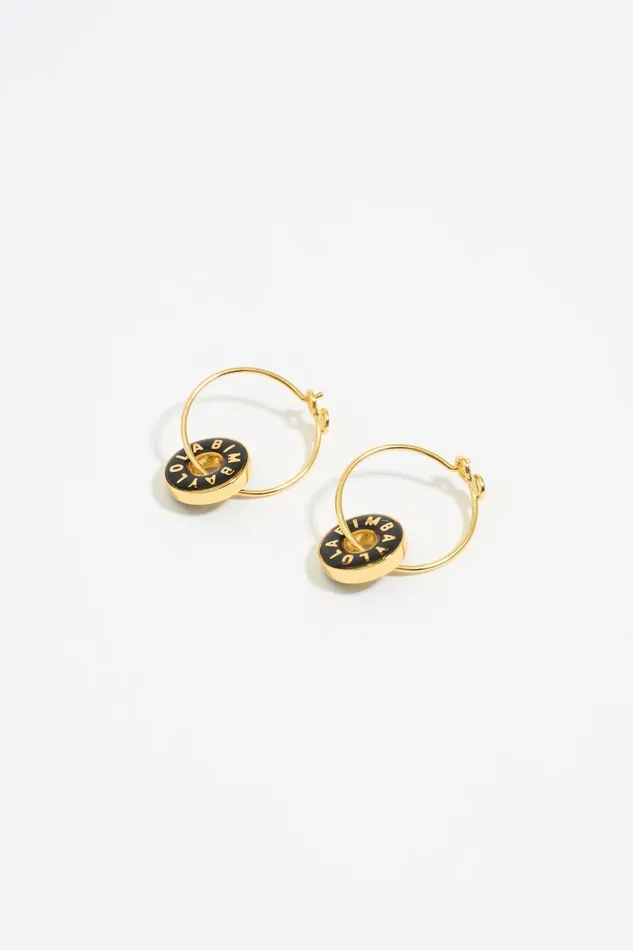Black Logo Hoop Earrings Black Women Bimba Y Lola Jewelry Black Logo Hoop Earrings Black Women Bimba Y Lola Jewelry