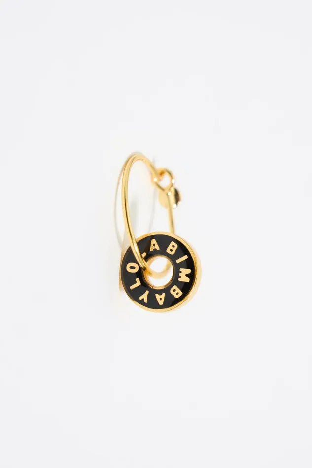 Black Logo Hoop Earrings Black Women Bimba Y Lola Jewelry Black Logo Hoop Earrings Black Women Bimba Y Lola Jewelry