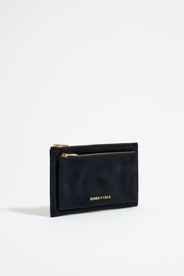 Black Nylon Double Purse Black Women Bimba Y Lola Wallets And Coin Purses