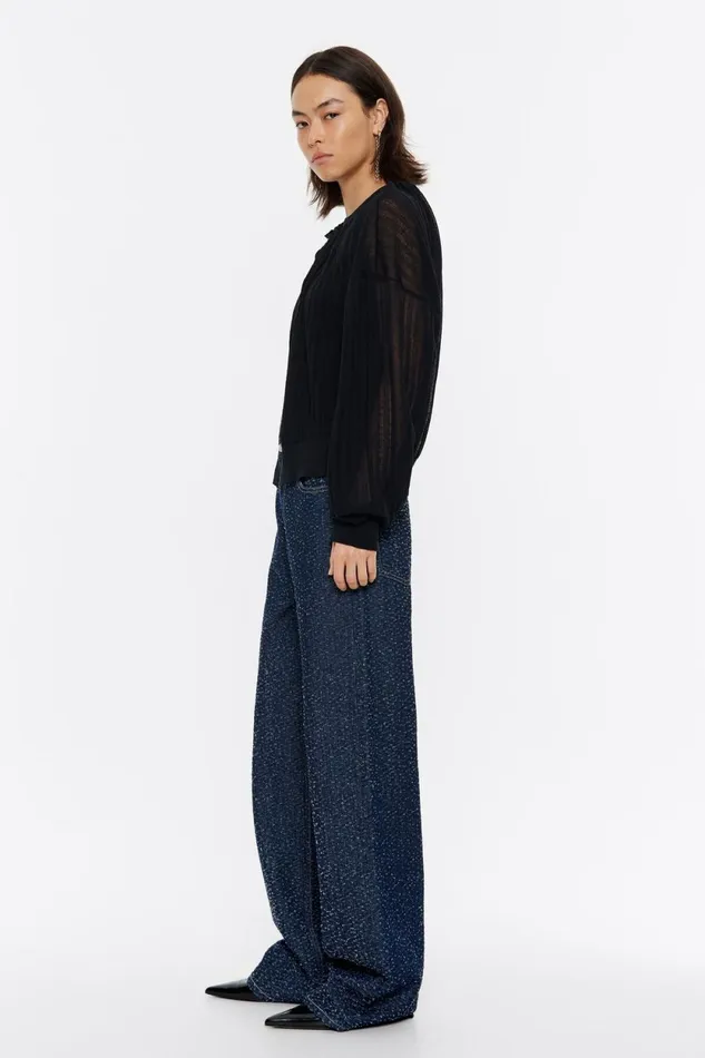 Black Ruched Cardigan With Ties Black Women Bimba Y Lola Knitwear Black Ruched Cardigan With Ties Black Women Bimba Y Lola Knitwear