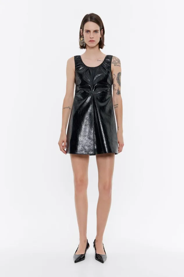 Black Ruched Mini Dress Black Women Bimba Y Lola Party Black Ruched Mini Dress Black Women Bimba Y Lola Party