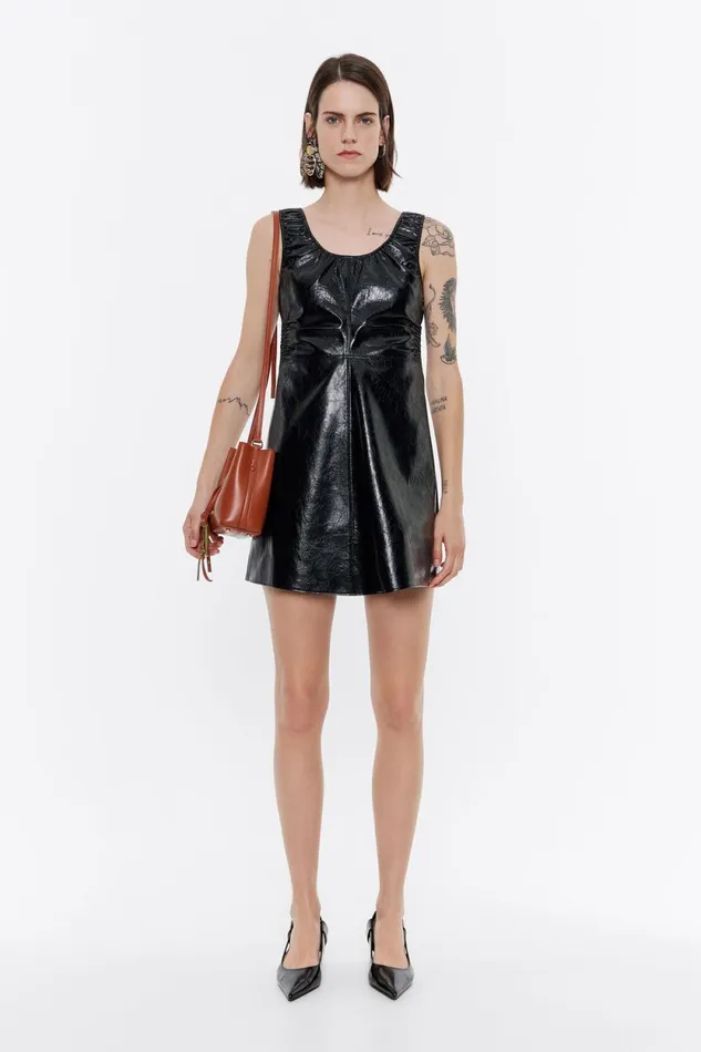 Black Ruched Mini Dress Black Women Bimba Y Lola Party Black Ruched Mini Dress Black Women Bimba Y Lola Party