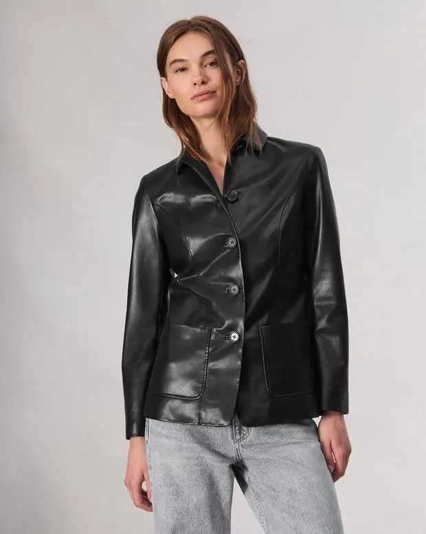 Blazers and Vests Women Rag and Bone Drew Faux Leather Blazer Black