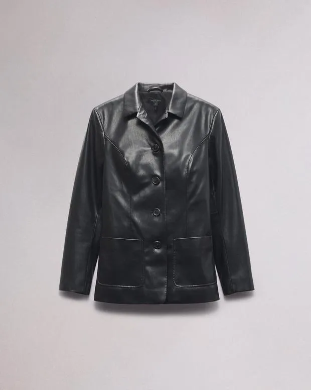 Blazers and Vests Women Rag and Bone Drew Faux Leather Blazer Black
