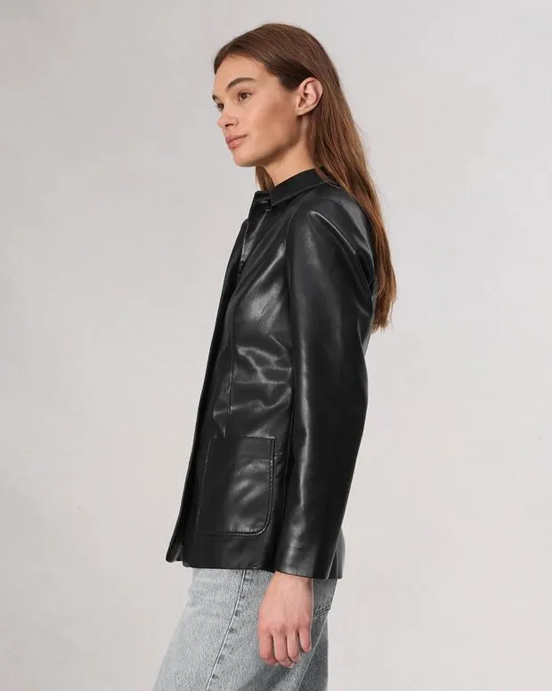 Blazers and Vests Women Rag and Bone Drew Faux Leather Blazer Black