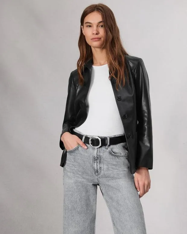 Blazers and Vests Women Rag and Bone Drew Faux Leather Blazer Black