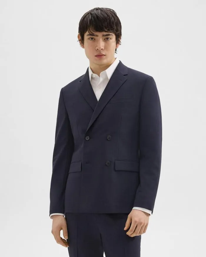 Blazers Jackets Men Theory Morton DoubleBreasted Blazer In Stretch Wool Navy