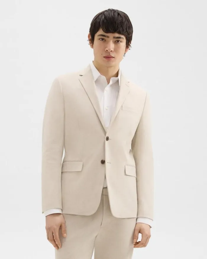 Blazers Jackets Men Theory Slim Blazer In Stretch Cotton New Sand