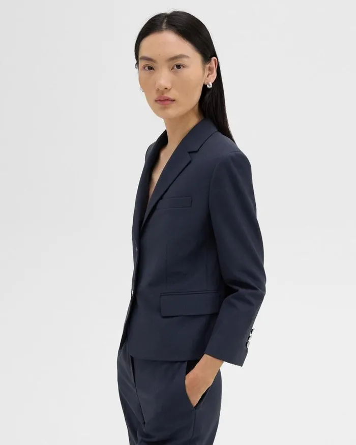 Blazers Jackets Women Theory Boxy Blazer In Good Wool Nocturne Navy