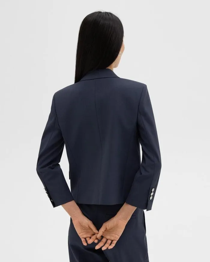Blazers Jackets Women Theory Boxy Blazer In Good Wool Nocturne Navy
