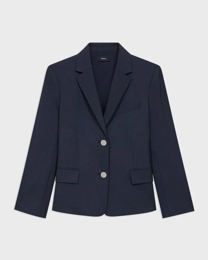 Blazers Jackets Women Theory Boxy Blazer In Good Wool Nocturne Navy